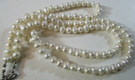 35&quot; White Baroque Akoya Pearl Necklace 8.6mm 79.0grams Sterling Silver Clasp - £399.60 GBP