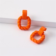 Orange Acrylic &amp; Silver-Plated Twist Open Square Drop Earrings - £10.38 GBP