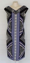 Maggy London 10 M V Neck Scuba Sheath Geometric Graphic Scarf Print Dress - $27.72
