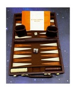 Vintage Backgammon Game Stripe Leatherette Set Briefcase Folding Travel ... - £21.10 GBP