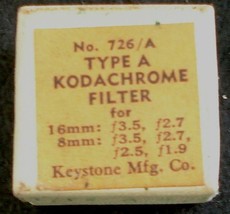 Nice Vintage Kodachrome Filter, Type A, No. 726/A - $3.95