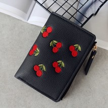 Fashion Women Girls Short Wallet Small PU Leather Cherry Embroidery Coin Purse C - £23.17 GBP