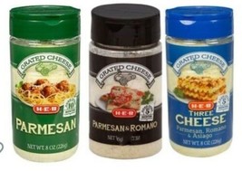 HEB Grated Parmesan Cheese Variety Pack. 3 Flavors 8oz Each. - $27.92