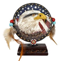 Patriotic Bald Eagle By American Flag With Dreamcatcher Feathers Desktop... - £18.21 GBP