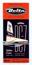 Delta Air Lines Time Table October 1957 DC-7 Golden Crown Service - $17.82