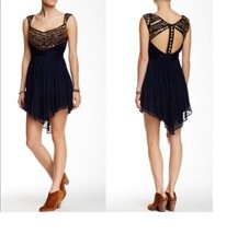 Free People Indigo Coin Party Embellished Baby Doll Dress 0 - $78.21