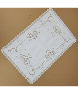 Vintage Crochet Embroidery w/ Cutouts Dresser Doily Approx 17x11 Inch Iv... - $223.87 MXN