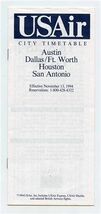 USAir City Timetable Austin Dallas/Ft Worth Houston San Antonio 1994 - $11.88