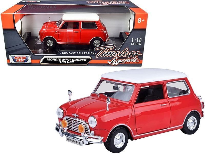 1961-1967 Morris Mini Cooper Red with White Top "Timeless Legends" 1/18 Diecast - $66.29