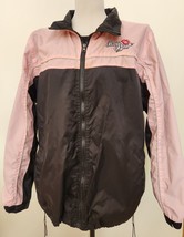 Betty Boop Logo Nylon Black Pink Zip Up Windbreaker Jacket Cinch Cord Hem 3XL - £23.31 GBP