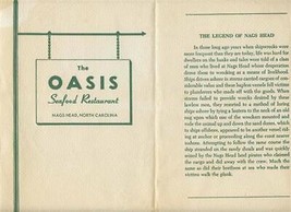 Oasis Seafood Restaurant Placemat Nags Head North Carolina Legend  - £14.33 GBP