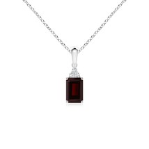 ANGARA Natural Garnet Pendant Necklace with Diamond Trio in Silver (Size-6x4mm) - £152.04 GBP+