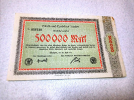 Germany 500000 Mark 1923 Condition Banknote Aachen banknote - $9.57