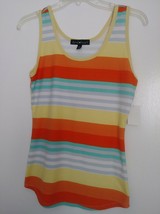 Derek Heart Juniors multi-color striped contrast bias sccop neck sleevel... - $8.50