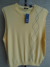 NWT $60. XL  IZOD V NECK COTTON KNIT VEST WITH ARGLY PATTERN YALE YELLOW  - £17.04 GBP