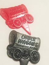 Vintage 60s Chuck Wagons plastic Steak Marker Picks (set of 2)