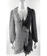 Nasty Gal Monochrome Heart Print Black White Wrap Dress Sz 4 Ruffle Long... - $690.10 MXN