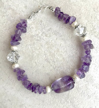 Amethyst bracelet, natural amethyst bracelet, purple, sterling silver (B344) - £31.96 GBP