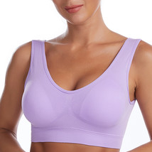 Compression Wirefree High Support Bra for Women Everyday Wear Exercise Purple - £10.15 GBP