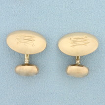 Antique M or W Hand Engraved Cufflinks in 10k Rose Gold - £260.78 GBP