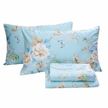 Floral Bedding Shabby Blue Bird Print Bed Sheet Set Luxury Bedding Collections 8 - £137.48 GBP