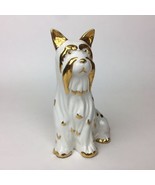 Vintage Capodimonte Porcelain Dog Figurine White Gold Bassano Italy  6.2... - $49.50