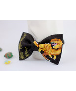 Tyrannosaurus Rex Cross Stitch Bow Tie T-rex Embroidered Black Cotton - $26.00