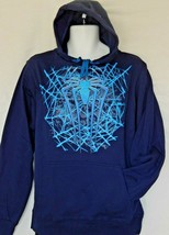 Men&#39;s Hoodie Spiderman Size Medium Spider Web Blue Sweatshirt Marvel Comics NEW - £29.44 GBP