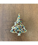 Christmas Tree Rhinestone Vintage Gold Tone Brooch Pin Costume Jewelry - $27.14 CAD