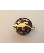 Hawaii Gecko Vintage Hawaiian Lizard black &amp; gold metal lapel Pin - $19.53 CAD
