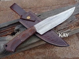 Custom Forged Damascus Steel Full Tang Hunting Survival Camping Bowie Knife - £108.42 GBP