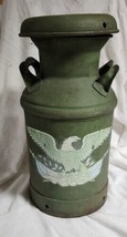 Antique Dairy Milk Can &amp; Lid Folk Art Eagle American Peerless Creamery 5... - $159.99