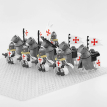Crusades Mounted Teutonic Knights Armored Warhorse 10pcs Minifigure Bricks Toys - £18.61 GBP