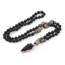 OAIITE 8mm Lava Stone Mala Necklace Bracelet Earrings Set Tree of Life Arrow Pen - £45.63 GBP