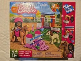 Mega Bloks Barbie Horse Jumping Building Blocks Set 73 PCS Construx Doll Figure - $16.79