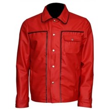Stylish Casual Classic Men Shirt Red Genuine Leather Lambskin Formal Han... - $96.99+
