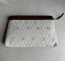 Vintage Dior Honeycomb Logo PVC Clutch Cosmetic Bag Beige - $2,892.40 MXN