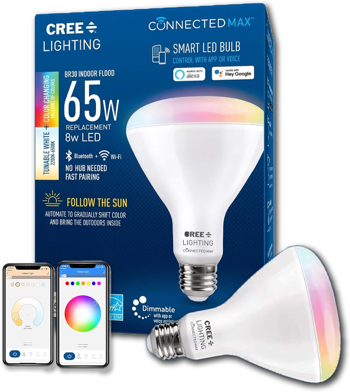 Cree Lighting Connected Max Smart Led Bulb Br30 Indoor Flood Tunable White, 1Pk. - $17.99