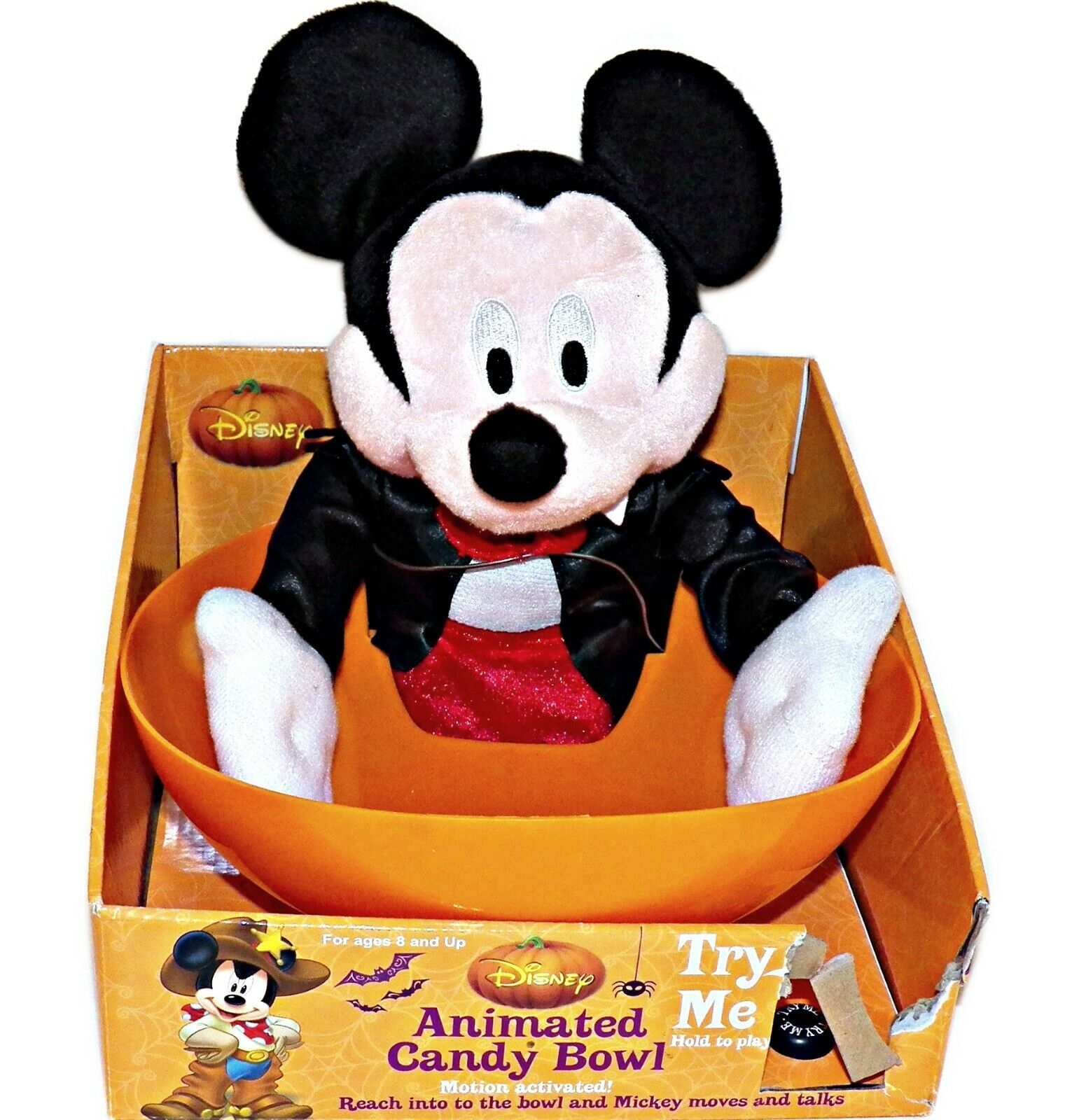 Disney Halloween Motion Activated Vampire Mickey Mouse Trick Treat Candy Bowl - $79.99