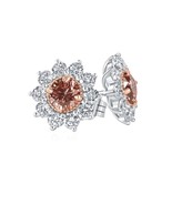 1.70 CT Round Lab Grown Vivid Pink Diamond Sunburst Stud Earrings 14k Wh... - $989.60