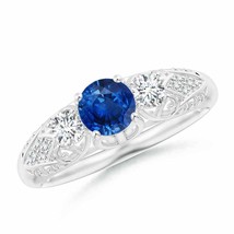 ANGARA Aeon Vintage Style Sapphire and Diamond Three Stone Engagement Ring - £1,273.48 GBP