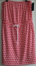 Tommy Hilfiger Dress M Strapless Cotton Anchor Drawstring Red Berry Whit... - $74.99