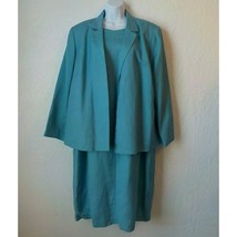 Harve Benard Women 12W Blue Teal Suit Set Shift Dress &amp; Open Blazer Line... - $34.31 CAD