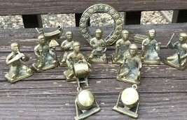 Vintage Brass Thailand Orchestra Musical Figurine Group Set 15 Pieces - £27.97 GBP