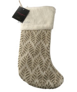 Christian Siriano Christmas Stocking Gold White Beaded Front Pearls 22&quot; ... - £46.37 GBP
