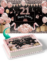 Pink Gold Gift Box Balloons Birthday Cake Topper, by Party Poppin Cake T... - $14.95