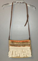 Sun and Sand Accessories Tan Straw Woven Crossbody Purse with Embellishm... - $16.83