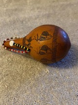 Miniature Gourd Carved with Animals and Beaded African 3.5&quot; - £9.11 GBP