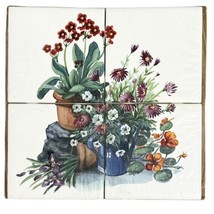 Banan Appeal Flower Garden 4 Pc 4.25 Tiles Kitchen Backsplash Wall Farmhouse New - £17.60 GBP