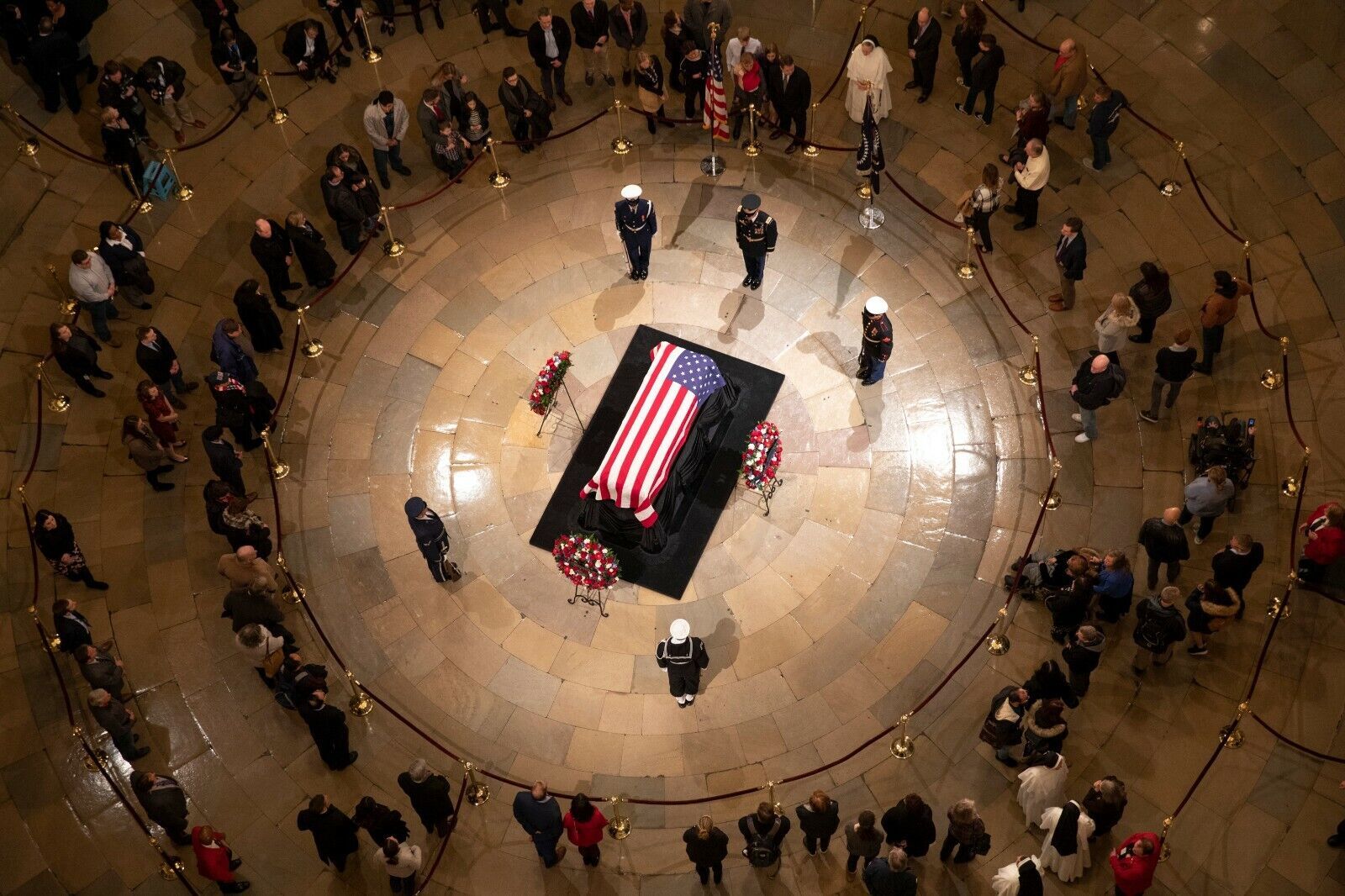 Former President George H.W. Bush casket at the Capitol Rotunda Photo Print - $8.81 - $14.69
